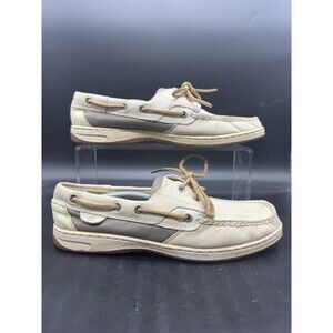 Sperry Top Sider Women's Boat Shoes 9812710 Off-White Beige Leather Size 9M